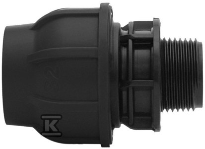 Złączka zaciskowa PP 75x2 1/2" GZ gwint zewnętrzny PN10, do rur PE, kolor czarny