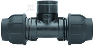 Trójnik zaciskowy PP 90st. 32x3/4"x32 GW gwint wewnętrzny PN16, do rur PE, kolor czarny