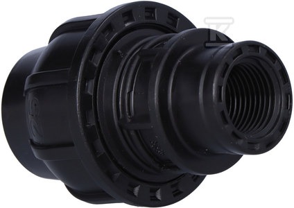 Złączka zaciskowa PP 25x1/2" GW gwint wewnętrzny PN16, do rur PE, kolor czarny
